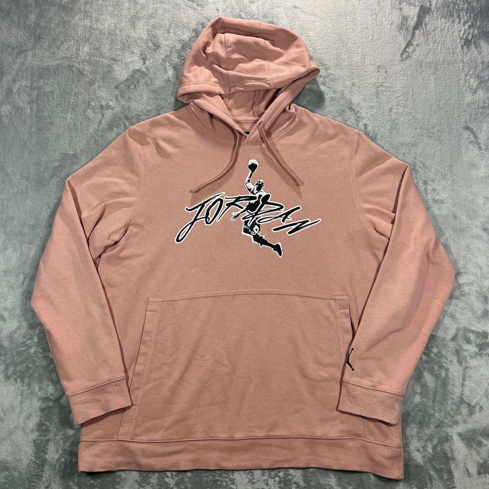 JORDAN Dri-FIT Air Fleece Graphic Hoodie Mens XL Pink DJ0634-609 Pullover Active